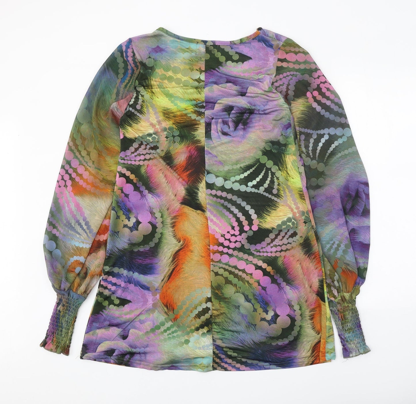 Off The Record Womens Multicoloured Geometric Polyester Shift Size 12 Square Neck Pullover