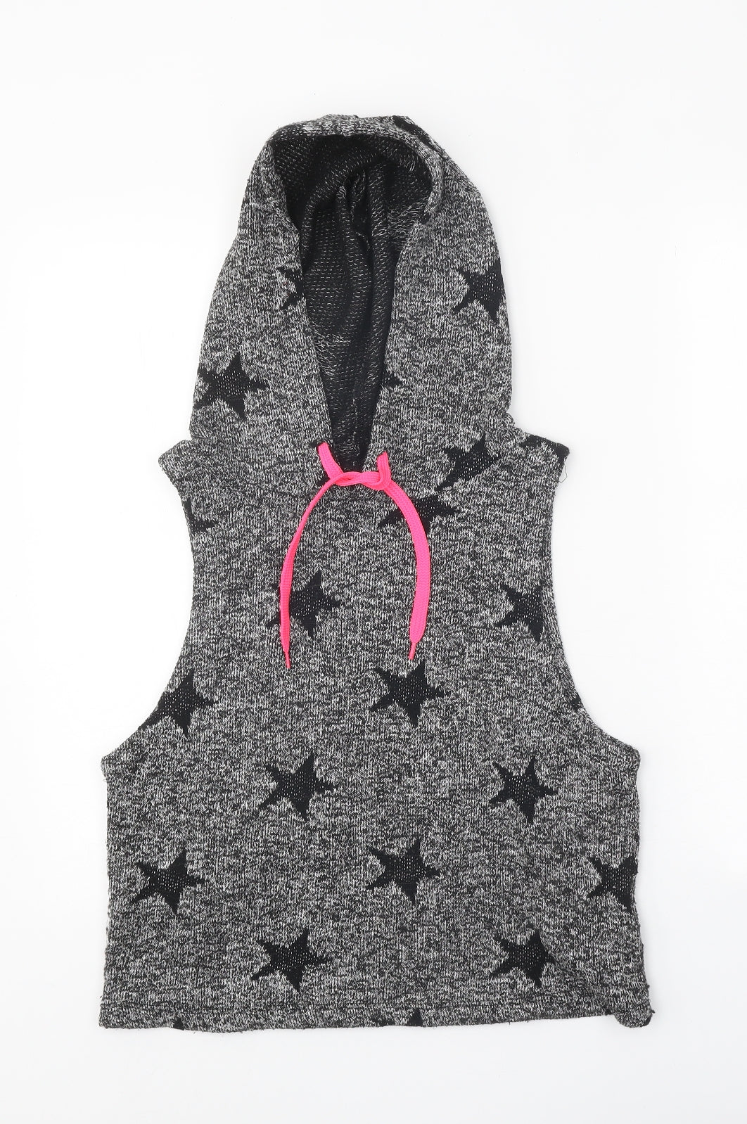 Koton Womens Grey Round Neck Geometric Cotton Pullover Jumper Size S - Stars