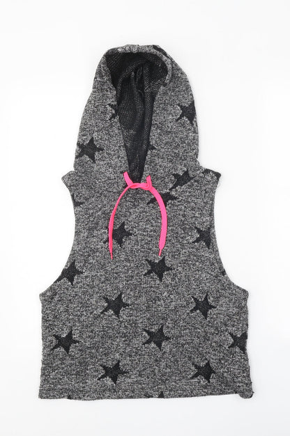 Koton Womens Grey Round Neck Geometric Cotton Pullover Jumper Size S - Stars