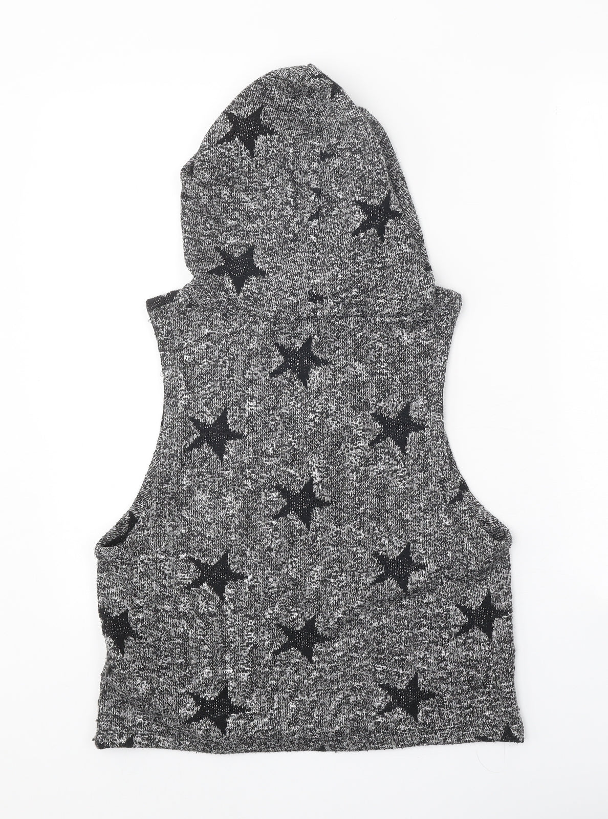 Koton Womens Grey Round Neck Geometric Cotton Pullover Jumper Size S - Stars