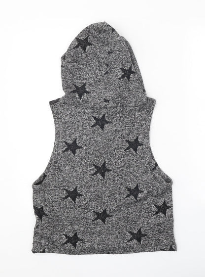 Koton Womens Grey Round Neck Geometric Cotton Pullover Jumper Size S - Stars