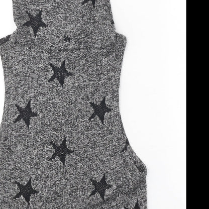 Koton Womens Grey Round Neck Geometric Cotton Pullover Jumper Size S - Stars