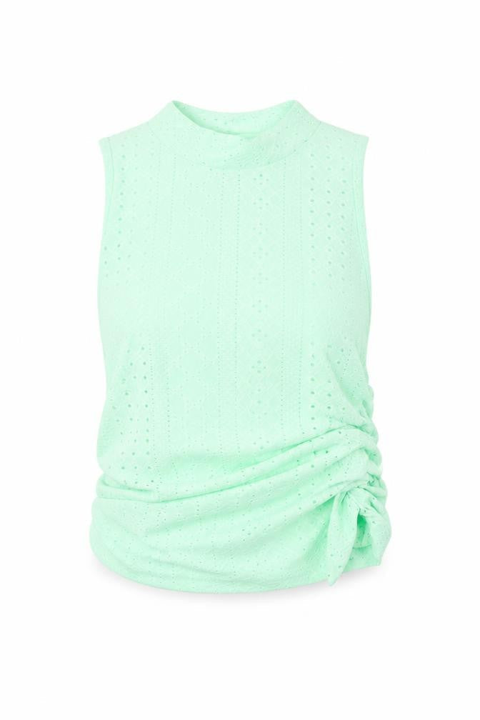 SheIn Womens Green Polyester Cropped Tank Size M Mock Neck - Side Ruched