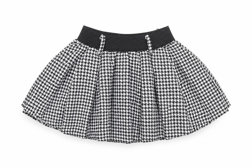 Preworn Girls Black Geometric Polyester Flare Skirt Size S Regular Pull On