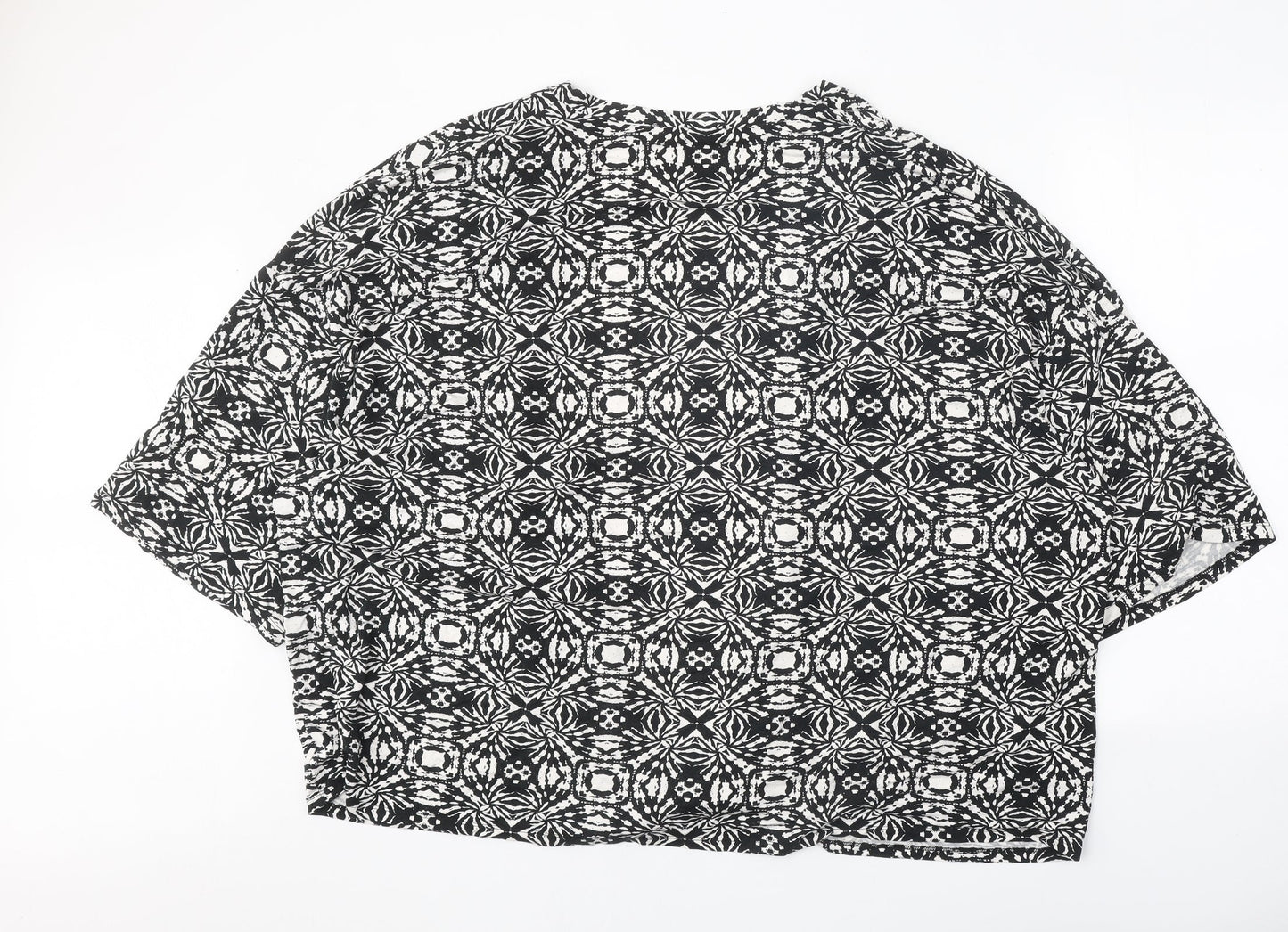 Very Womens Black Geometric Viscose Kimono Blouse Size XL V-Neck