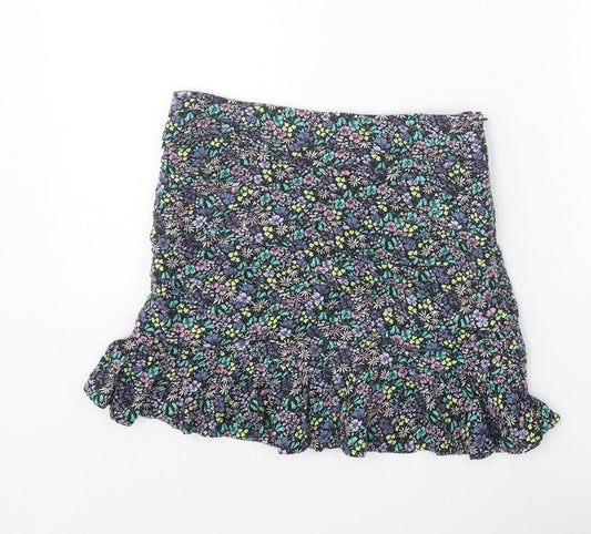Marks and Spencer Girls Multicoloured Geometric Viscose A-Line Skirt Size 10-11 Years Regular Zip