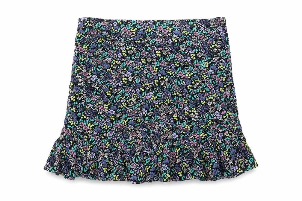 Marks & Spencer Girls Multicoloured Geometric Viscose A-Line Skirt Size 10-11 Years Regular Zip