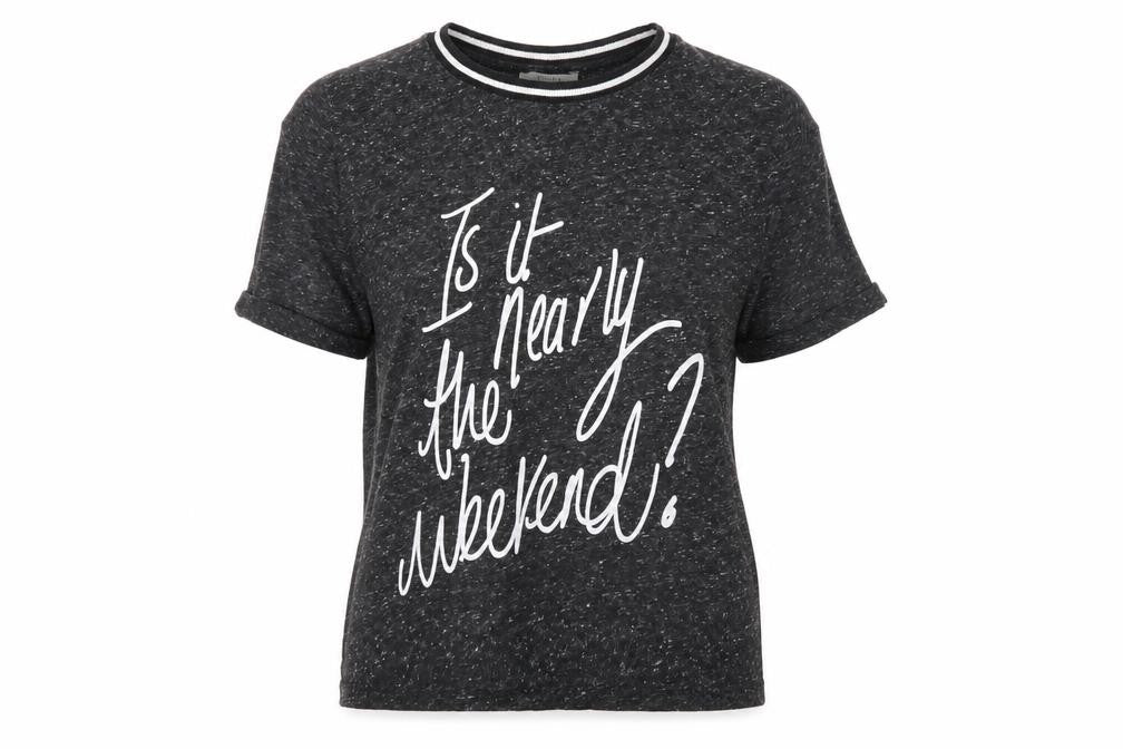 Papaya Womens Black Cotton Basic T-Shirt Size 10 Round Neck - Weekend