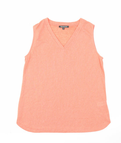 Bonmarché Womens Orange Polyester Basic Tank Size 12 V-Neck