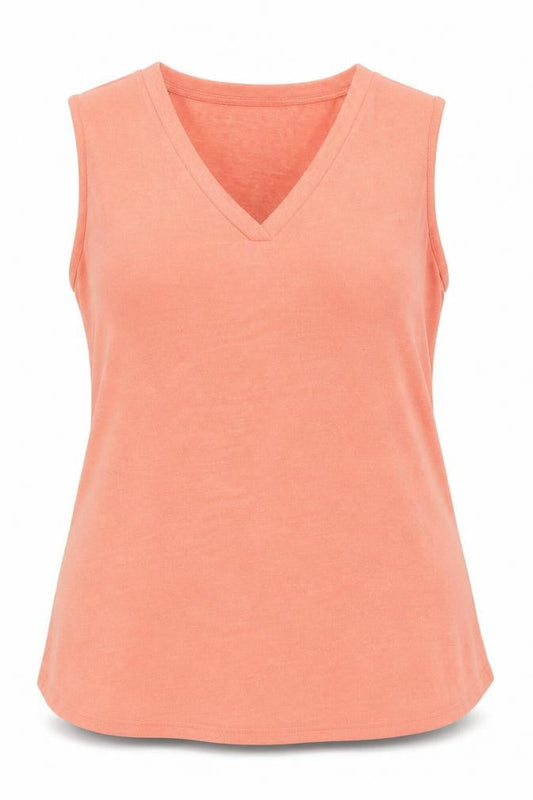 Bonmarché Womens Orange Polyester Basic Tank Size 12 V-Neck