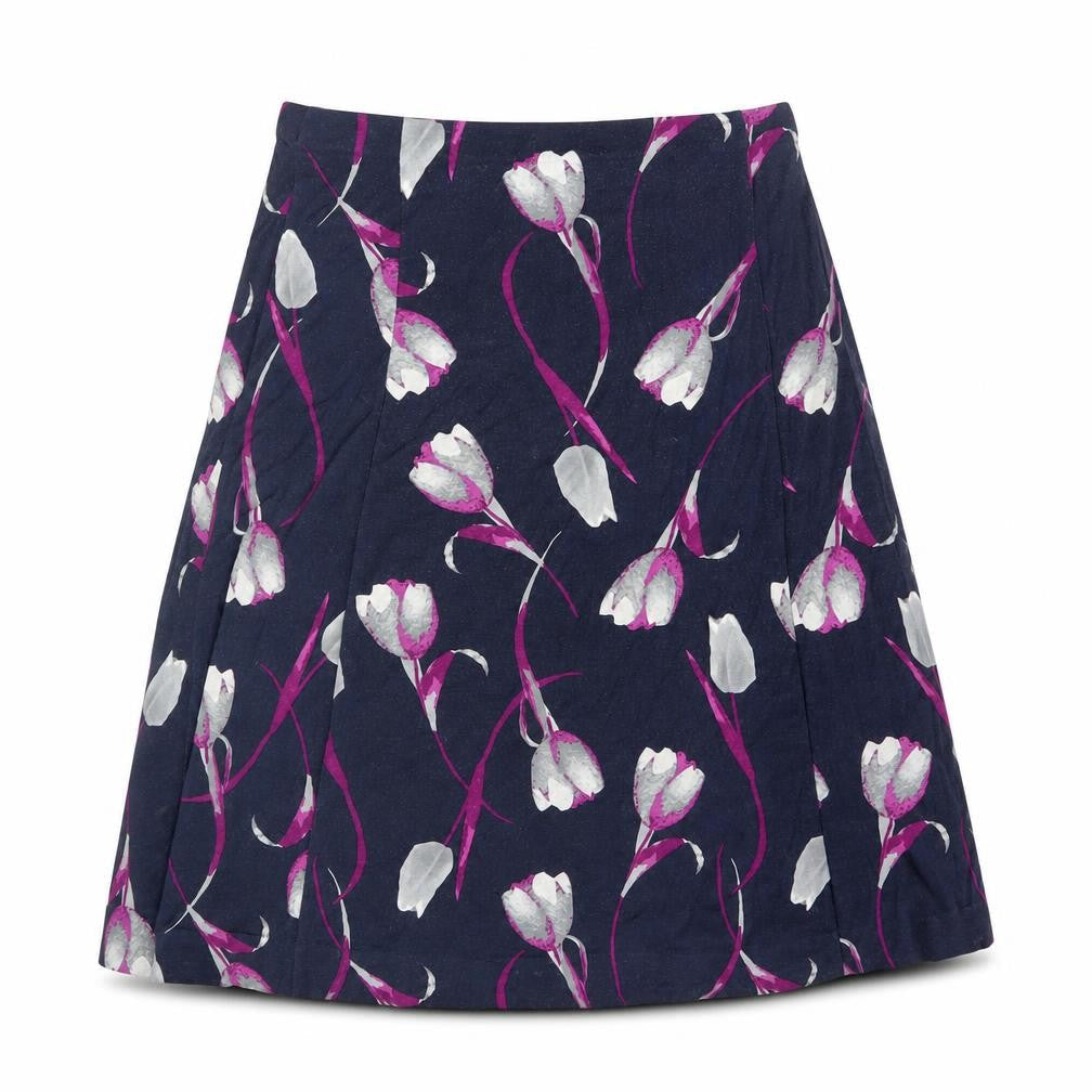 EWM Womens Blue Floral Polyester Swing Skirt Size 12
