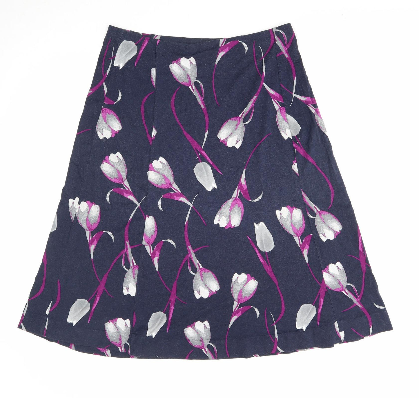 EWM Womens Blue Floral Polyester Swing Skirt Size 12