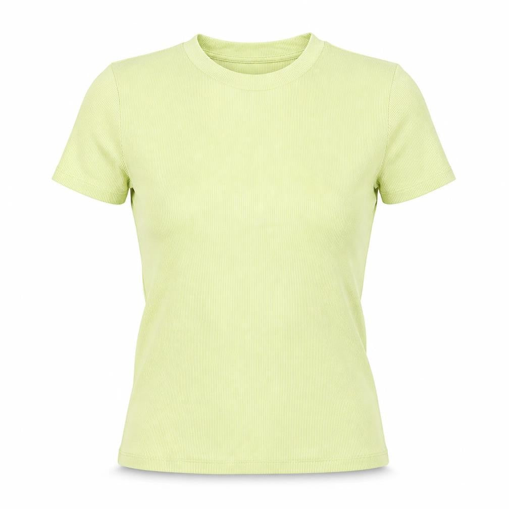 Monkl Womens Green Cotton Basic T-Shirt Size S Round Neck