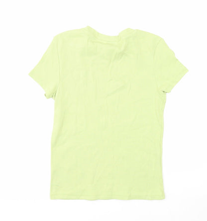 Monki Womens Green Cotton Basic T-Shirt Size S Round Neck