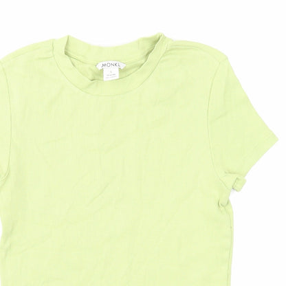 Monki Womens Green Cotton Basic T-Shirt Size S Round Neck