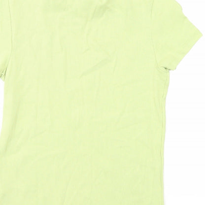 Monki Womens Green Cotton Basic T-Shirt Size S Round Neck