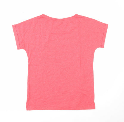 Warehouse Womens Red Polyester Basic T-Shirt Size 8 Round Neck