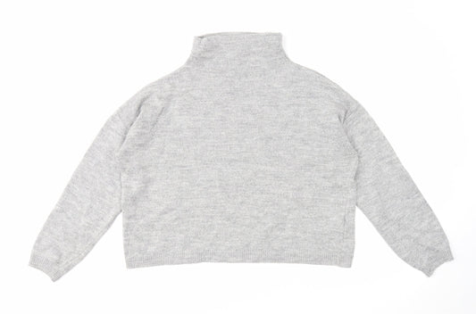 New Look Womens Grey High Neck Acrylic Pullover Jumper Size L