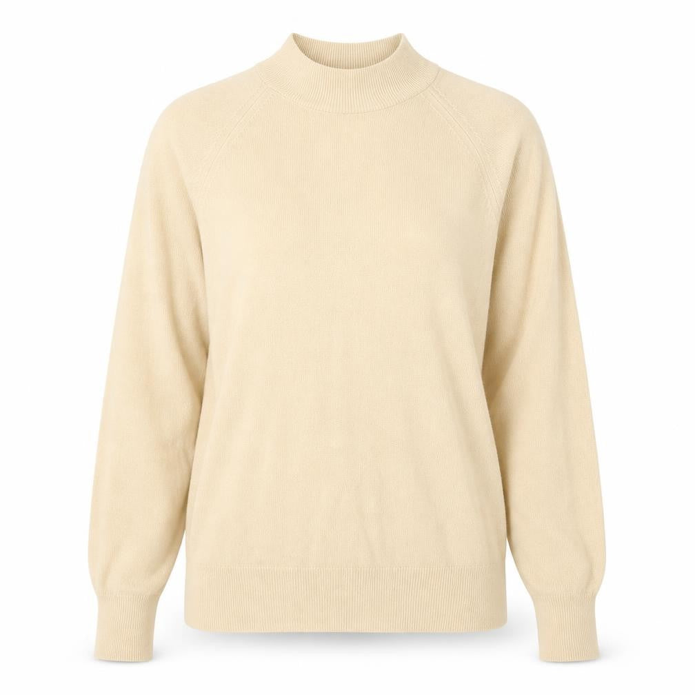 George Womens Beige Mock Neck Acrylic Pullover Jumper Size 12