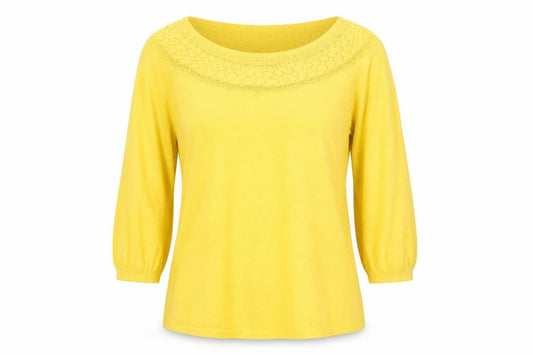 Debenhams Womens Yellow Cotton Basic Blouse Size 12 Boat Neck