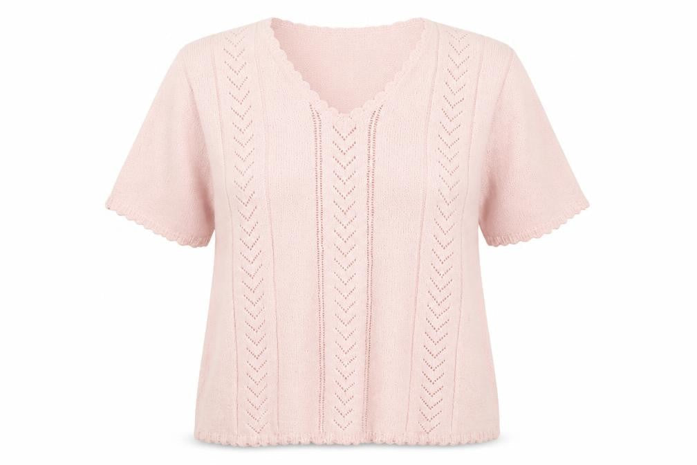 Berkertex Womens Pink V-Neck Geometric Acrylic Pullover Jumper Size 18