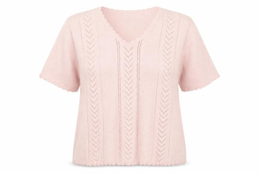 Berkertex Womens Pink V-Neck Geometric Acrylic Pullover Jumper Size 18