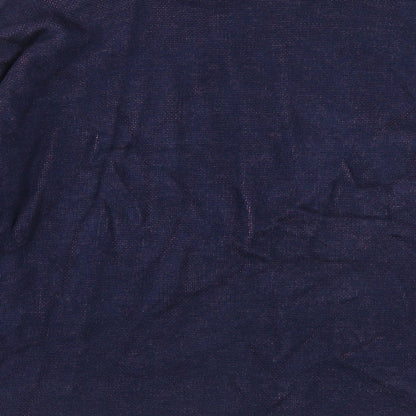 Tu Womens Blue Mock Neck Striped Acrylic Pullover Jumper Size 12