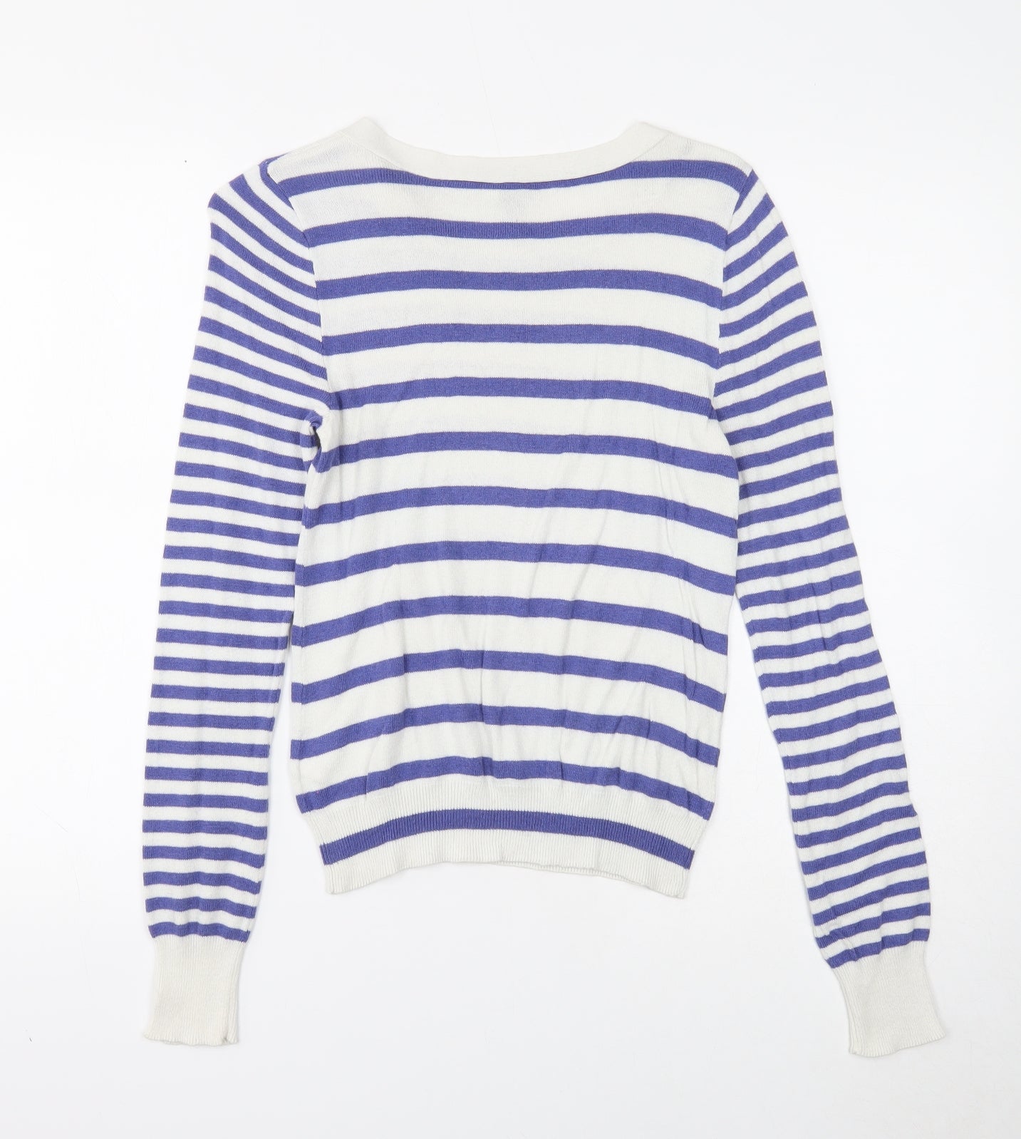 Divided Womens Black Round Neck Striped Viscose Pullover Jumper Size 10