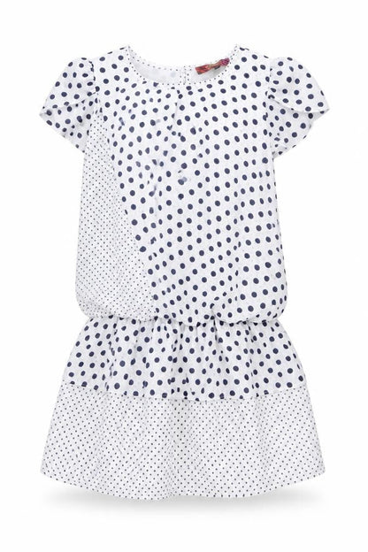 Next Womens White Polka Dot Polyester A-Line Size 8 Round Neck Button