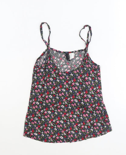Divided by H&M Womens Multicoloured Floral Viscose Basic Tank Size 8 Scoop Neck
