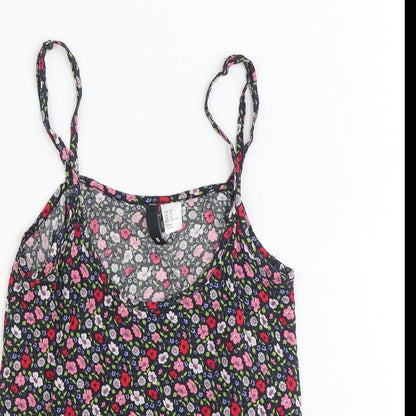 Divided by H&M Womens Multicoloured Floral Viscose Basic Tank Size 8 Scoop Neck