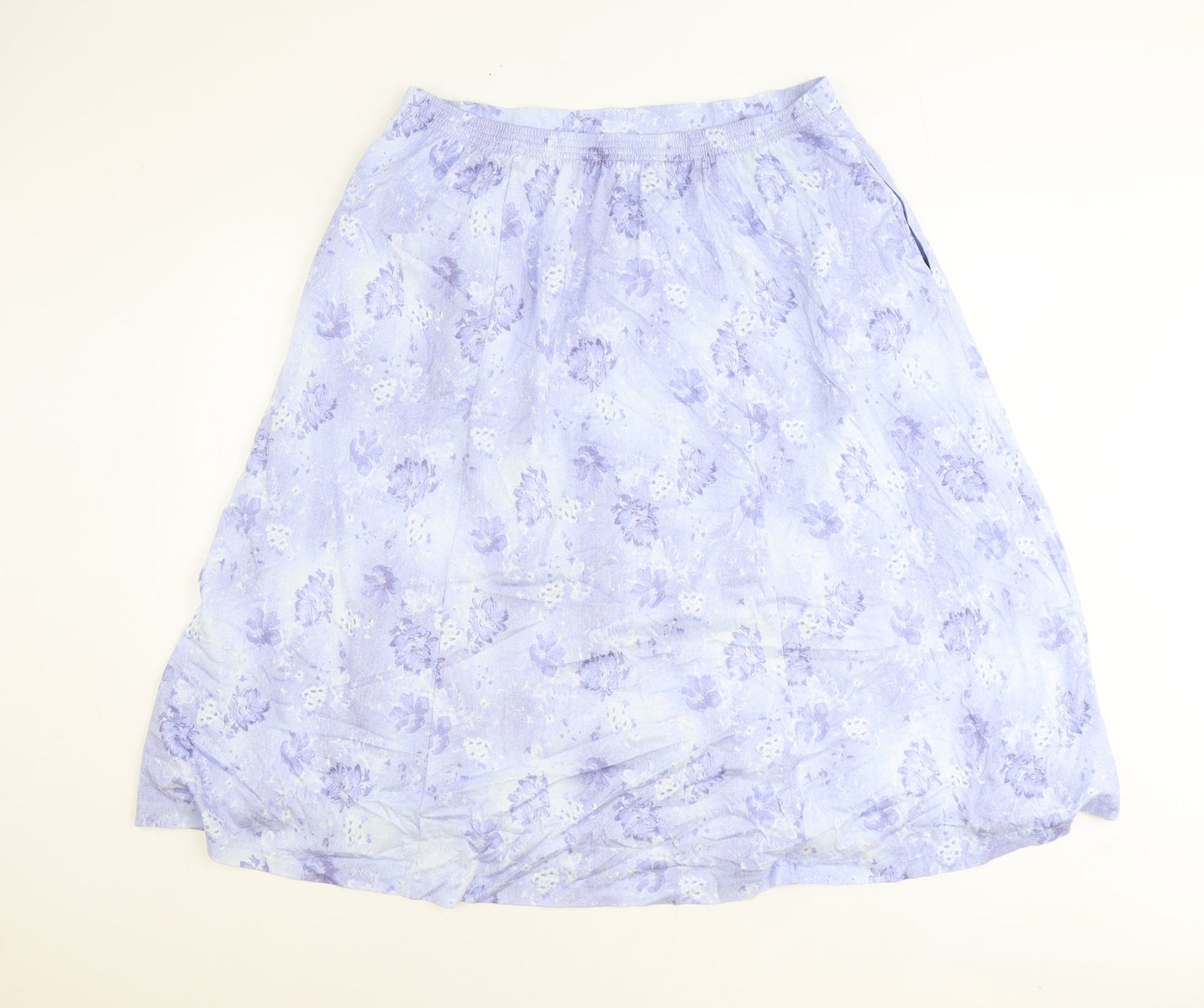 Country Collection Womens Blue Floral Polyester Swing Skirt Size 18