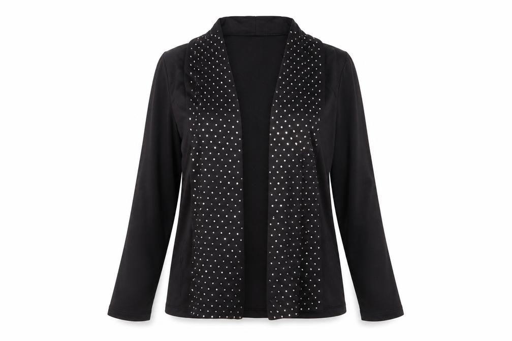 Daxon Womens Black V-Neck Polyester Cardigan Jumper Size 14