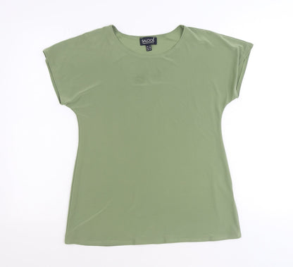 Saloos Womens Green Polyester Basic T-Shirt Size 12 Round Neck