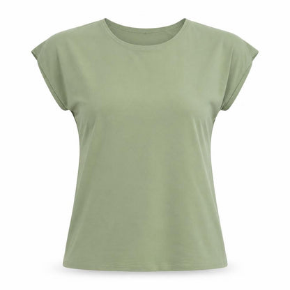 Saloos Womens Green Polyester Basic T-Shirt Size 12 Round Neck
