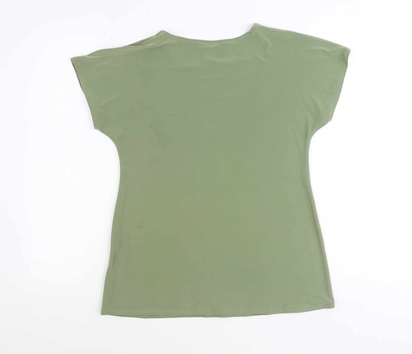 Saloos Womens Green Polyester Basic T-Shirt Size 12 Round Neck