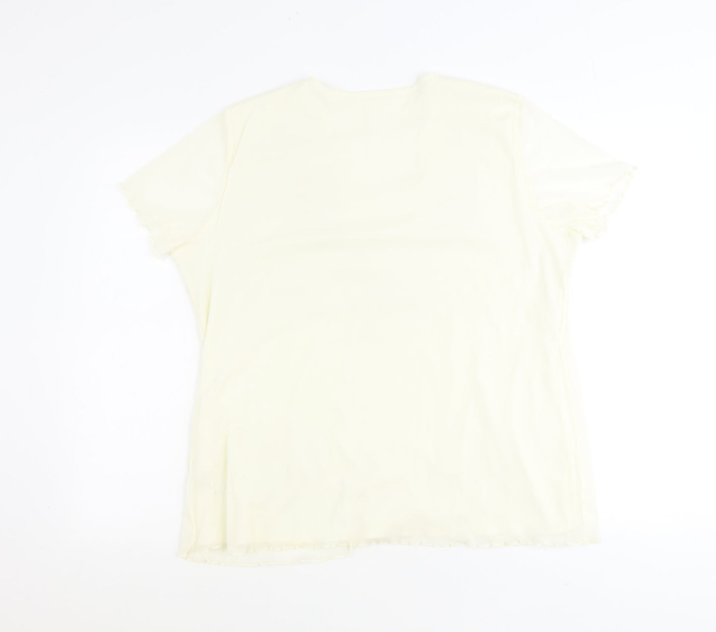 Preworn Womens Yellow Polyester Basic T-Shirt Size 14 V-Neck