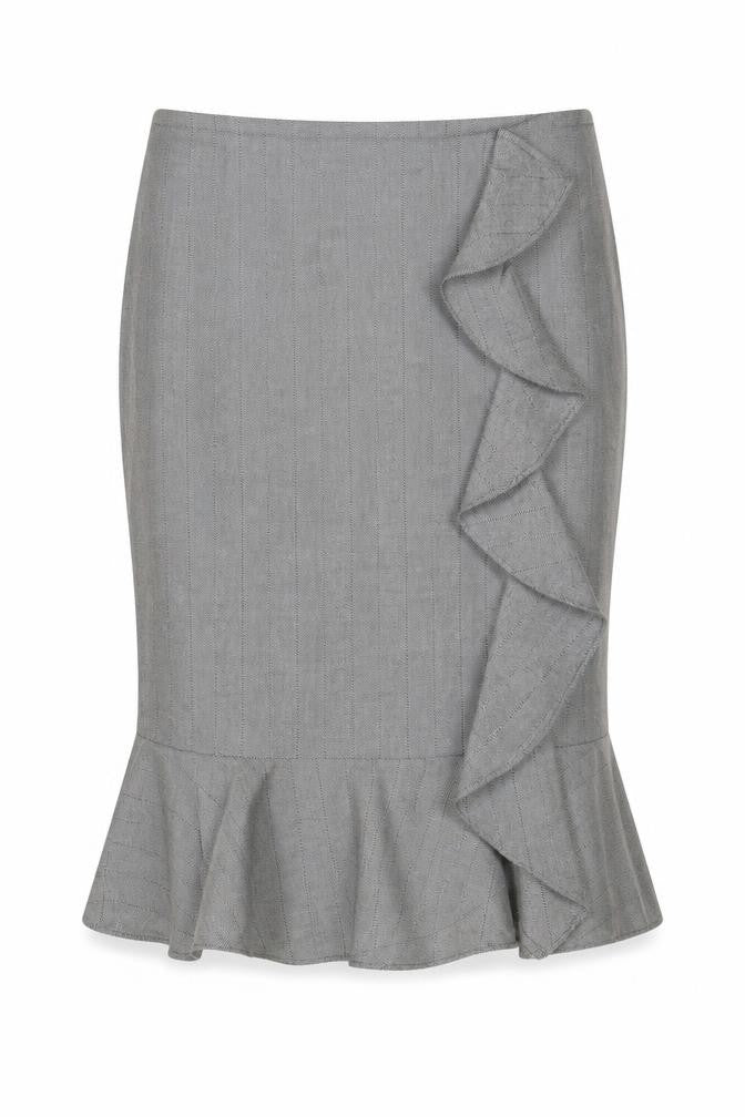 Marks & Spencer Womens Grey Plaid Polyester Trumpet Skirt Size 10 Zip