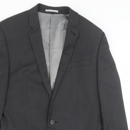Preloved NEXT Mens Grey Wool Jacket Suit Jacket Size 36 Regular - Detail