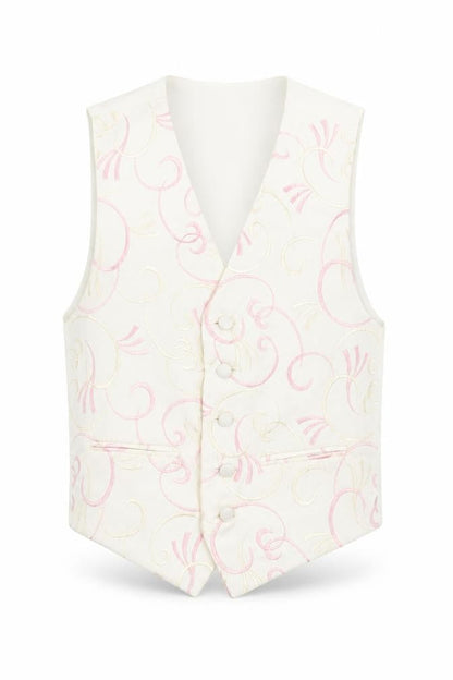 Pronuptia Boys Ivory Geometric Jacket Waistcoat Size 7-8 Years Button - Textured
