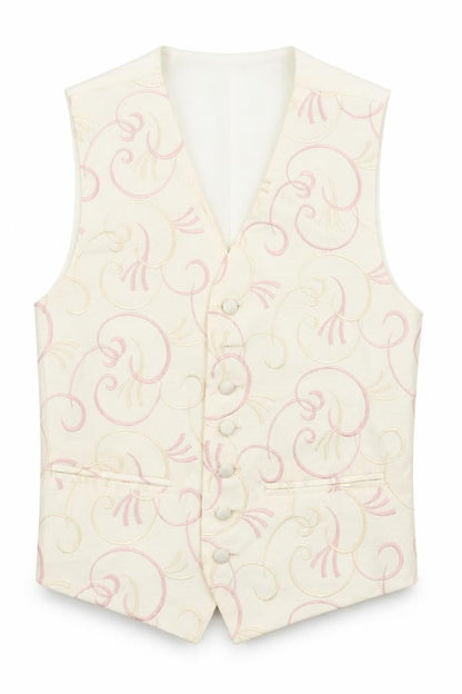 Pronuptia Boys Ivory Geometric Jacket Waistcoat Size 9-10 Years Button