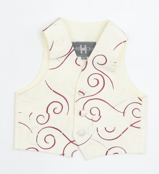 HEIRLOOM Boys Ivory Geometric Jacket Waistcoat Size 2 Years Button - Textured