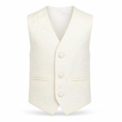 Pronuptia Boys Ivory Geometric Jacket Waistcoat Size 2-3 Years Button - Textured