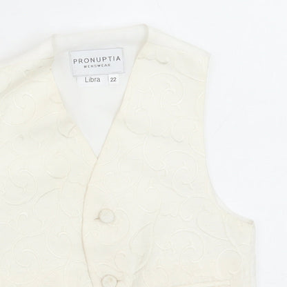 Pronuptia Boys Ivory Geometric Jacket Waistcoat Size 2-3 Years Button - Textured