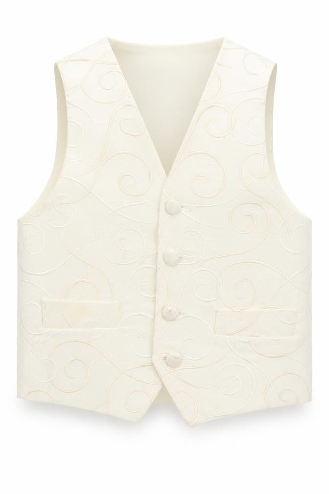 HEIRLOOM Boys Ivory Geometric Jacket Waistcoat Size 3-4 Years Button