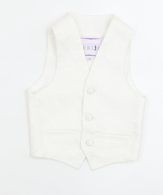 Berlington Bertie Boys White Geometric Jacket Waistcoat Size 2-3 Years Button