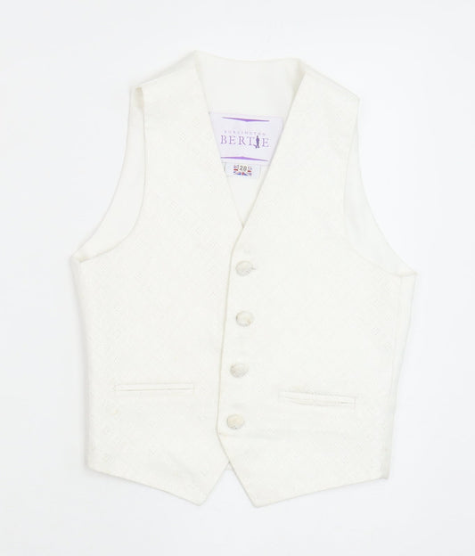 Berlington Bertie Boys White Geometric Jacket Waistcoat Size 7-8 Years Button