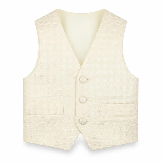 HEIRLOOM Boys Ivory Geometric Jacket Waistcoat Size 2 Years Button