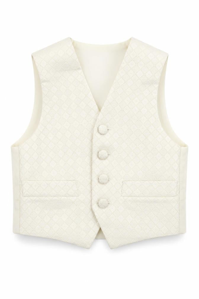 HEIRLOOM Boys Ivory Geometric Jacket Waistcoat Size 2-3 Years Button