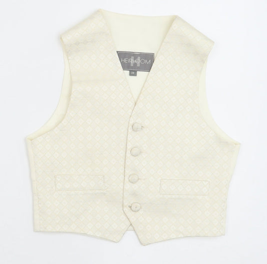 HEIRLOOM Boys Ivory Geometric Jacket Waistcoat Size 5-6 Years Button